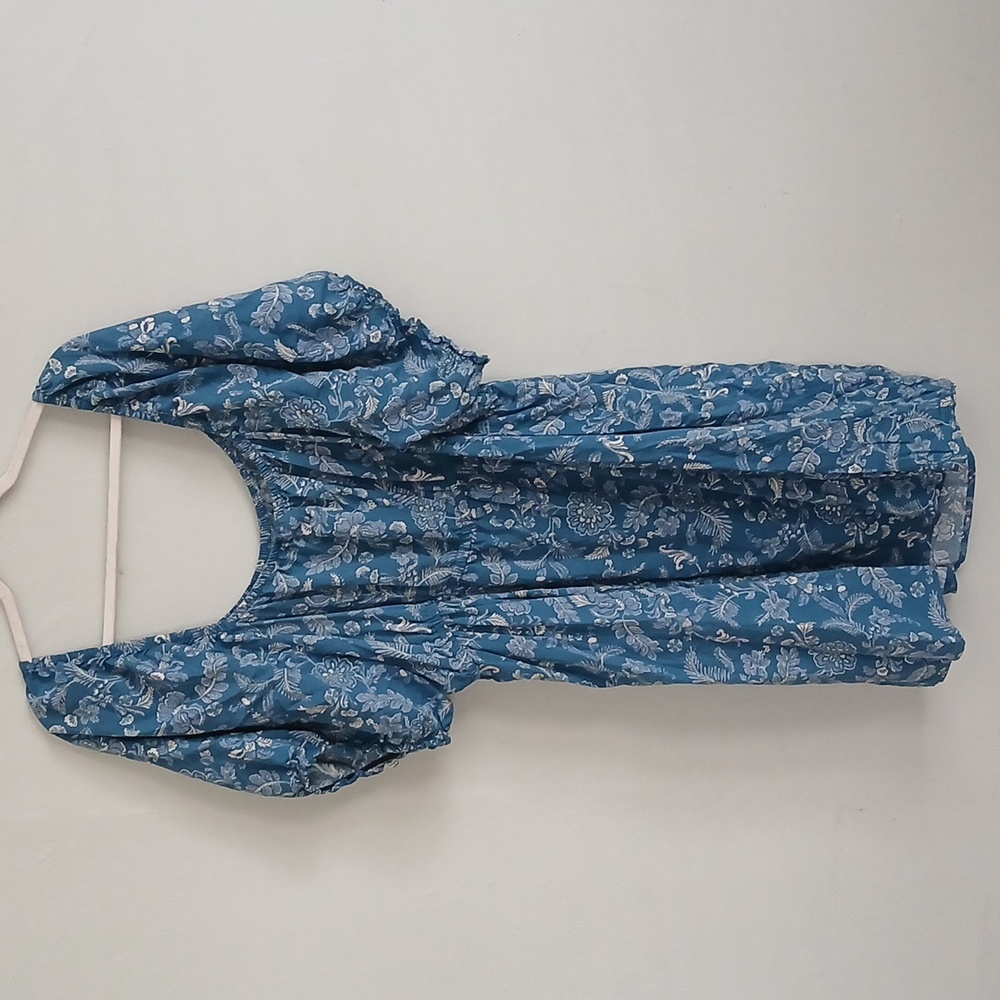 Torrid Women's Blue and White Floral Short Sleeve Mini Dress Size 3X - Picture 6 of 8